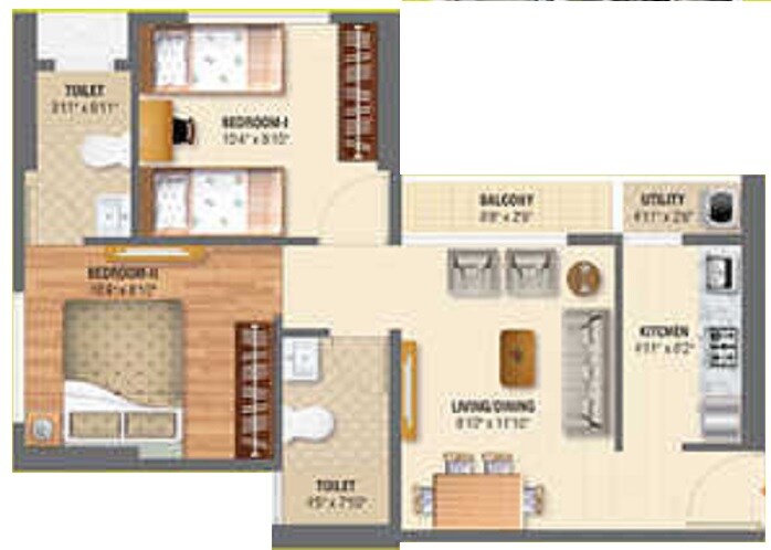 2 BHK 312 Sq. Ft. Apartment