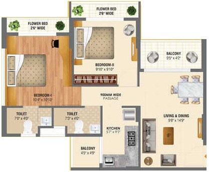2 BHK 460 Sq. Ft. Apartment