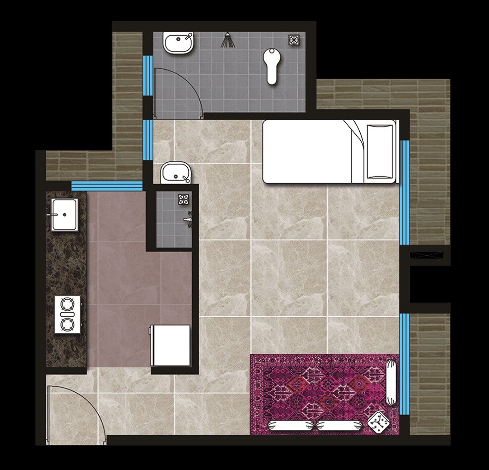 Floor plan of 239 Sq. Ft. Studio in Shibam Burhani Park, Navi Mumbai