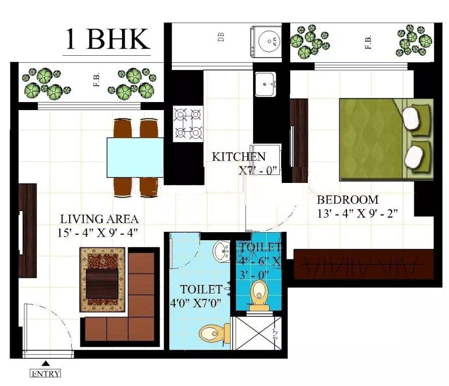 Floor plan of 1 BHK 303 Sq. Ft. Apartment in Shikara Estates Ii, Navi Mumbai