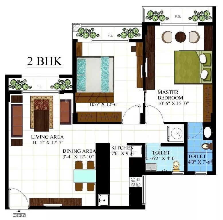 Floor plan of 2 BHK 562 Sq. Ft. Apartment in Shikara Estates Ii, Navi Mumbai