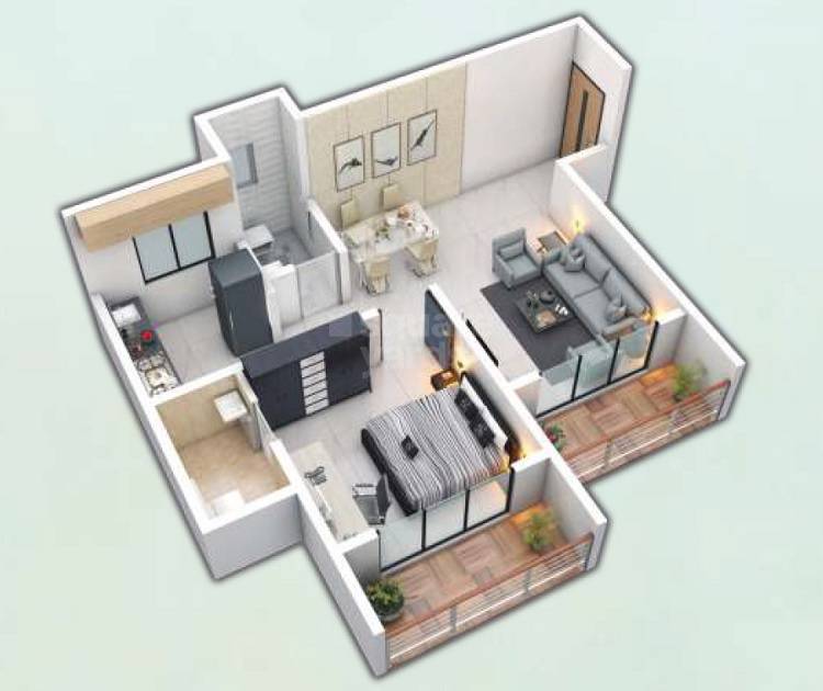 Floor plan of 1 BHK 432 Sq. Ft. Apartment in Shikara Pride, Navi Mumbai