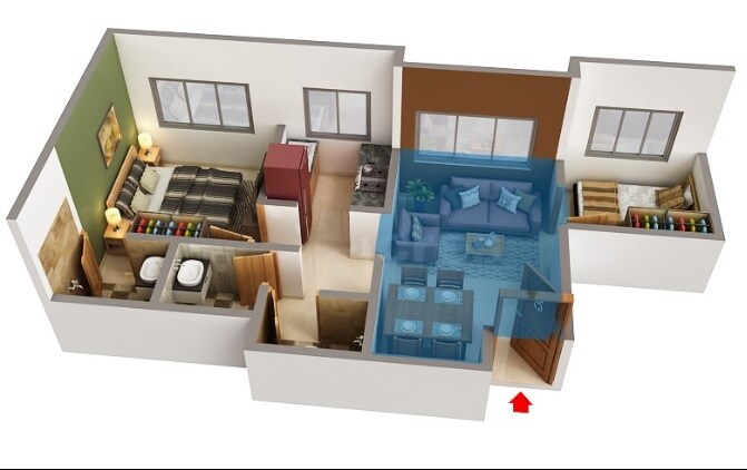 Floor plan of 2 BHK 458 Sq. Ft. Apartment in Shiv Residency Vichumbe, Navi Mumbai