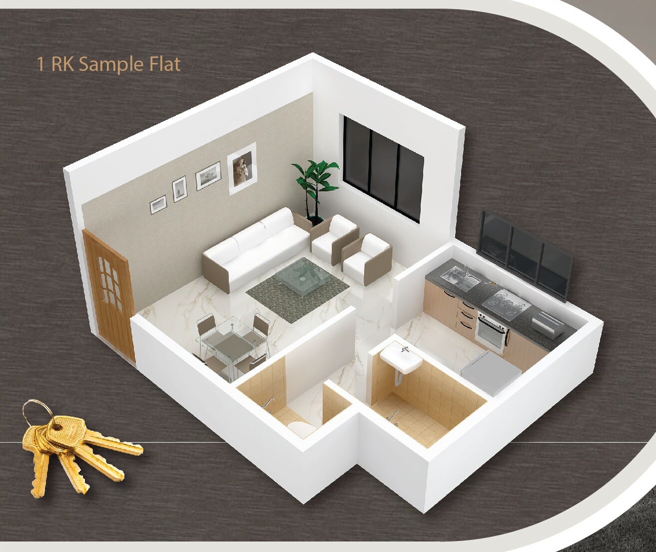 Floor plan of 218 Sq. Ft. Studio in Shiv Residency Vichumbe, Navi Mumbai