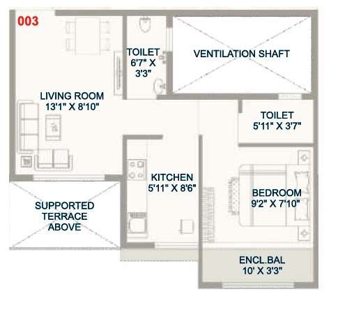 1 BHK 326 Sq. Ft. Apartment in Shiv Shakti Complex Chikhale