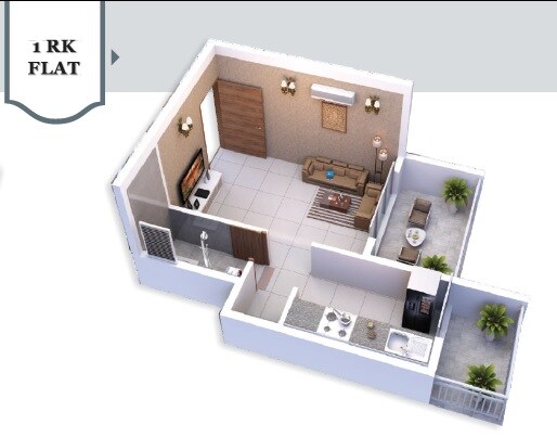 Floor plan of 232 Sq. Ft. Studio in Shiv Shakti Complex Chikhale, Navi Mumbai