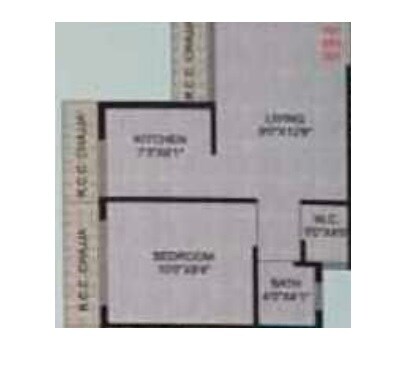 Floor plan of 1 BHK Apartment - 206 sq. ft. in Shiv VLC Pride, Navi Mumbai
