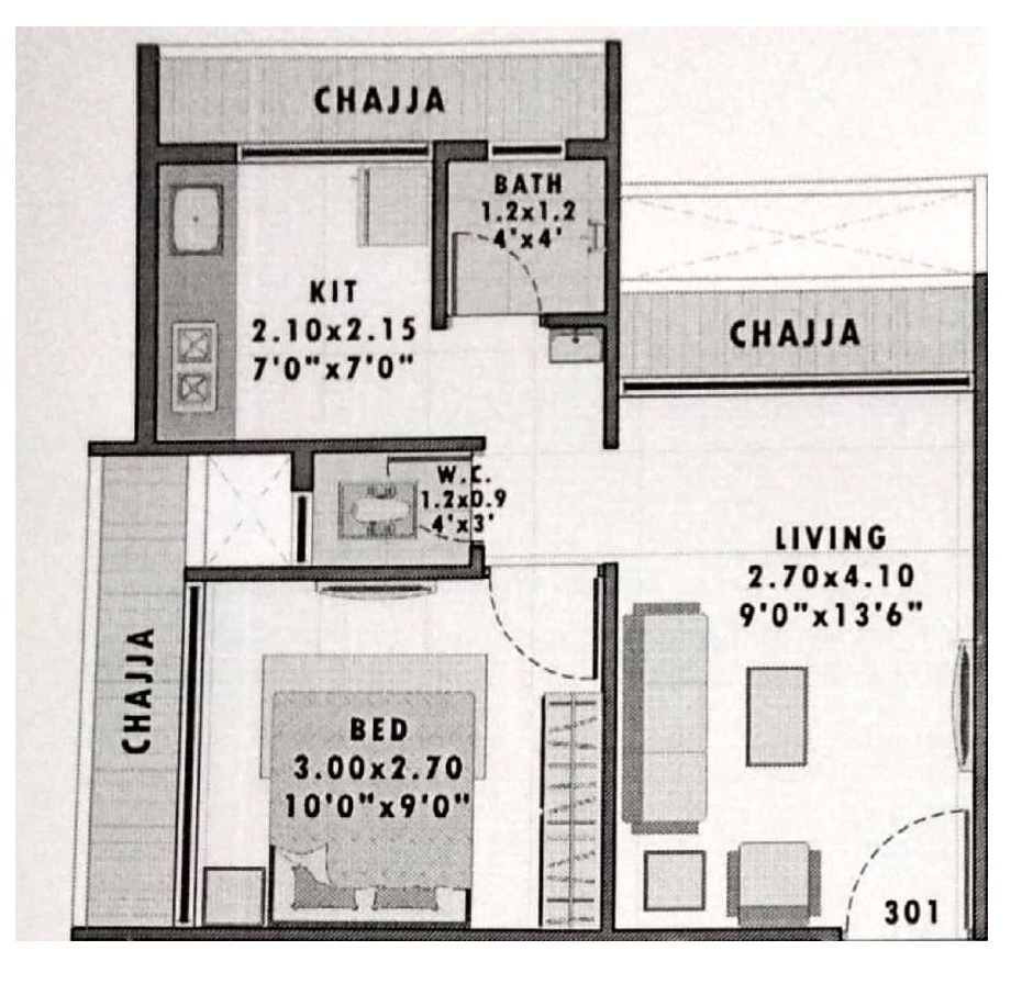 2 BHK 257 Sq. Ft. Apartment in Shiv VLC Shree Aaradhana