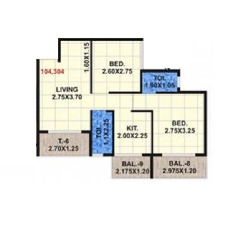 2 BHK 467 Sq. Ft. Apartment