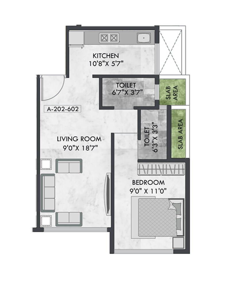 Floor plan of 1 BHK 314 Sq. Ft. Apartment in Shivesh Auram, Navi Mumbai