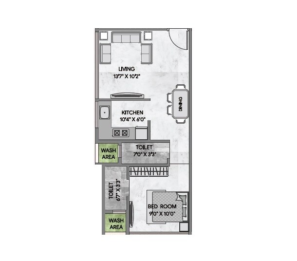 1 BHK 297 Sq. Ft. Apartment