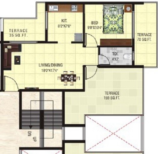 Floor plan of 1 BHK 441 Sq. Ft. Apartment in Shivtej Ashiyana, Navi Mumbai