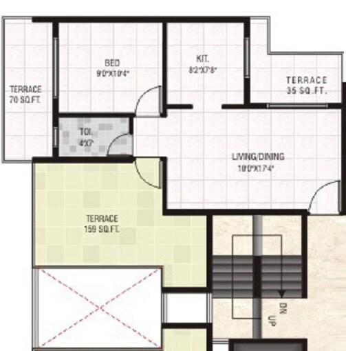 Floor plan of 1 BHK 452 Sq. Ft. Apartment in Shivtej Ashiyana, Navi Mumbai