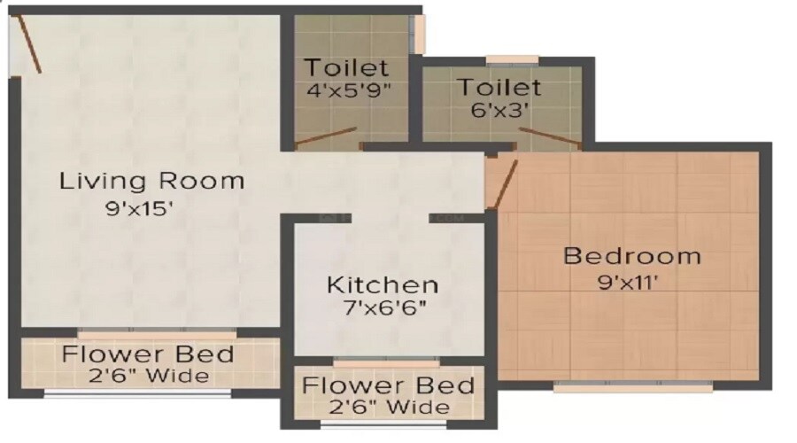 Floor plan of 1 BHK 214 Sq. Ft. Apartment in Shree Chinmay Gaurang Grihsankul, Navi Mumbai