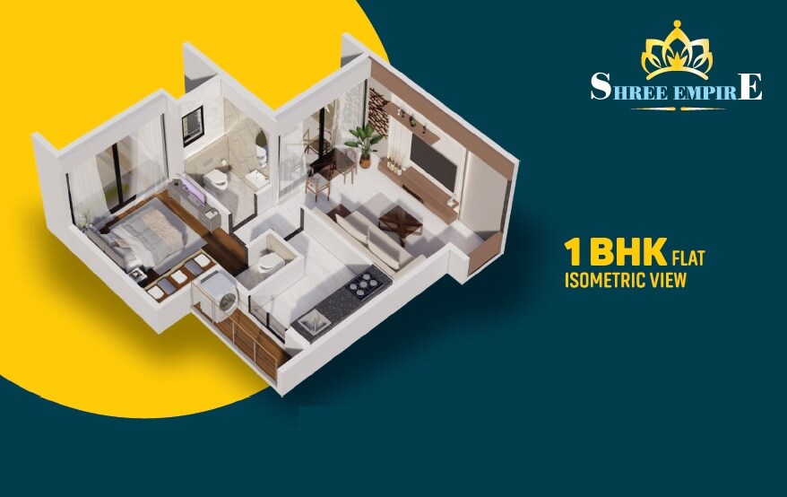 Floor plan of 1 BHK 315 Sq. Ft. Apartment in Shree Empire Pushpak Nagar, Navi Mumbai