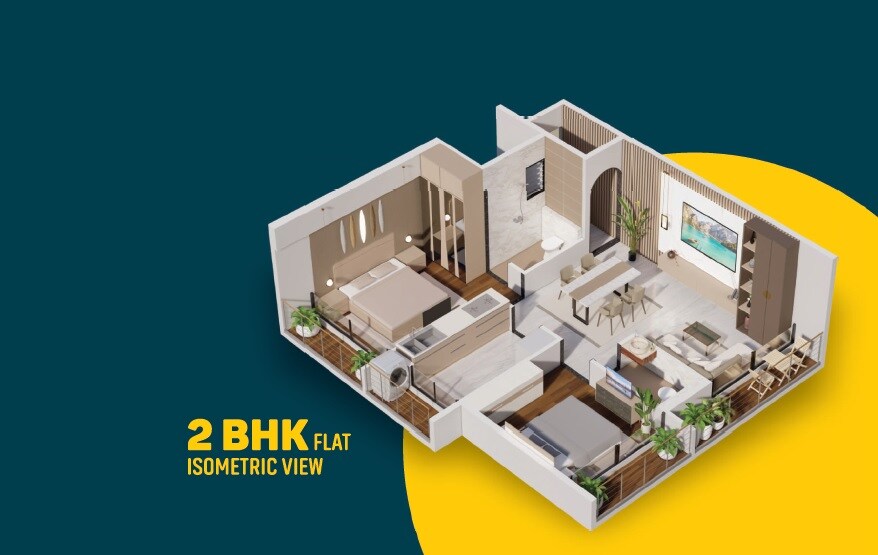 Floor plan of 2 BHK 500 Sq. Ft. Apartment in Shree Empire Pushpak Nagar, Navi Mumbai