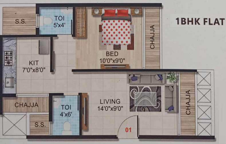 1 BHK 264 Sq. Ft. Apartment in Shree Mahavir Patel Heights
