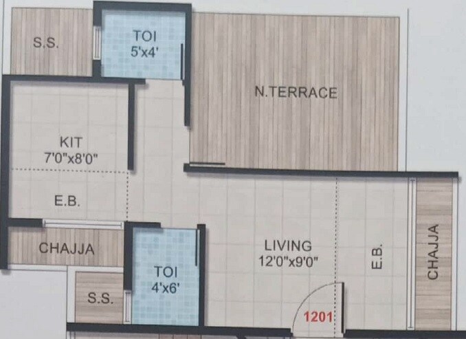 Floor plan of 180 Sq. Ft. Studio in Shree Mahavir Patel Heights, Navi Mumbai