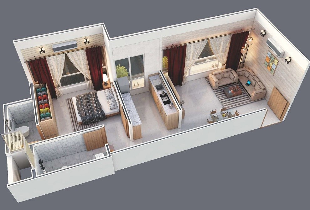 Floor plan of 1 BHK 354 Sq. Ft. Apartment in Shree ND Garden, Navi Mumbai