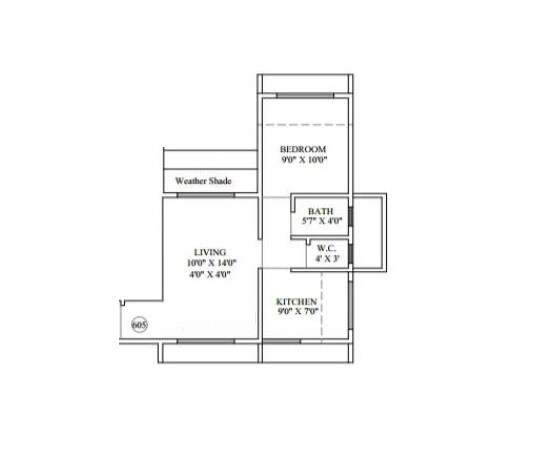 Floor plan of 1 BHK 376 Sq. Ft. Apartment in Shree Nirmal Sunder Residency, Navi Mumbai
