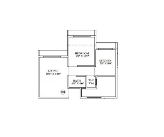 Floor plan of 1 BHK 435 Sq. Ft. Apartment in Shree Nirmal Sunder Residency, Navi Mumbai
