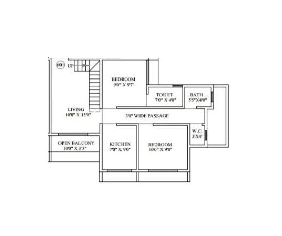 Floor plan of 2 BHK 557 Sq. Ft. Apartment in Shree Nirmal Sunder Residency, Navi Mumbai