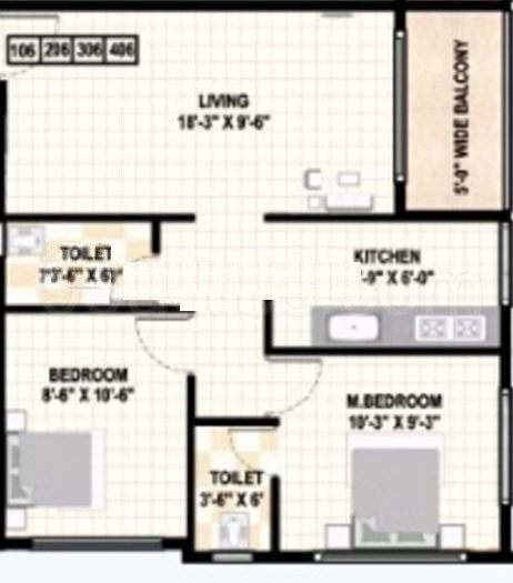 Floor plan of 2 BHK 565 Sq. Ft. Apartment in Shree Ram Darshan, Navi Mumbai
