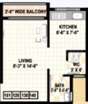 Floor plan of 232 Sq. Ft. Studio in Shree Ram Darshan, Navi Mumbai