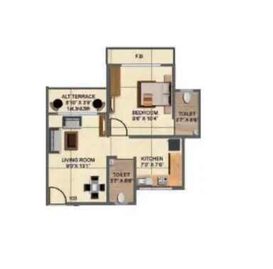 Floor plan of 1 BHK 276 Sq. Ft. Apartment in Shree Samarth Darshan, Navi Mumbai