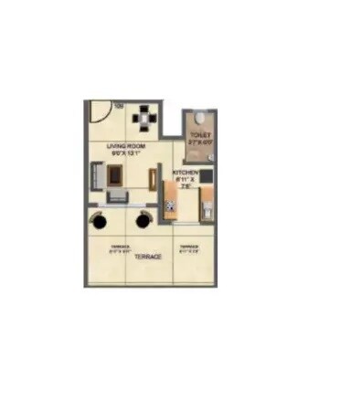 Floor plan of 214 Sq. Ft. Studio in Shree Samarth Darshan, Navi Mumbai