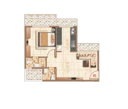 Floor plan of 1 BHK 299 Sq. Ft. Apartment in Shree Sawan Majesty, Navi Mumbai