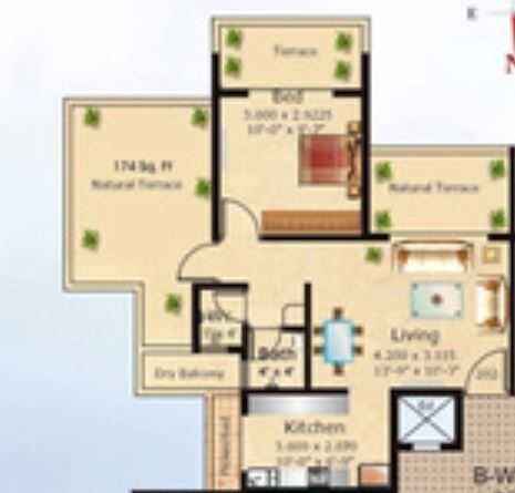 Floor plan of 1 BHK 675 Sq. Ft. Apartment in Shree Sawan Sawan Avenue - I, Navi Mumbai