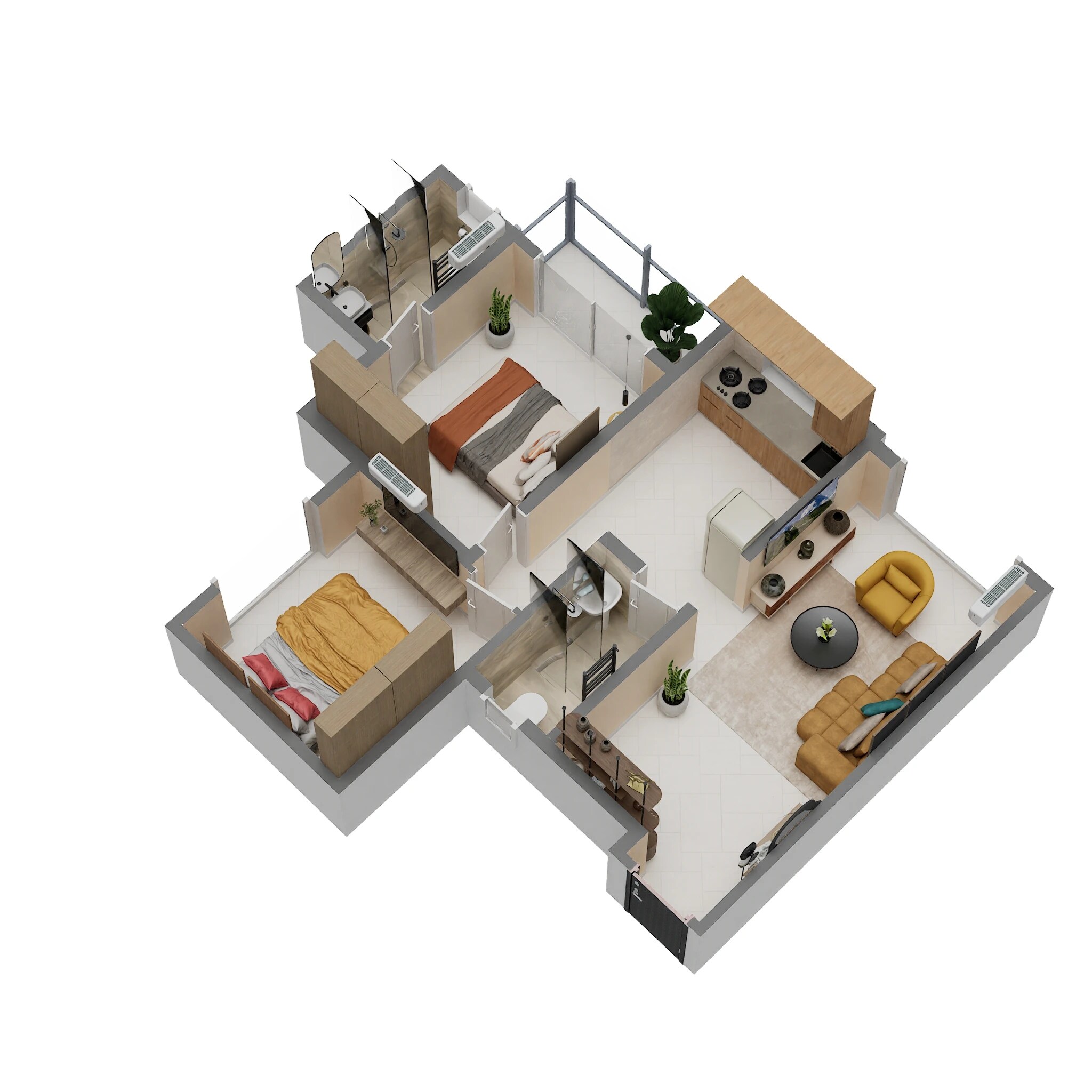 Floor plan of 2 BHK 457 Sq. Ft. Apartment in Shree Swami Darshan, Navi Mumbai