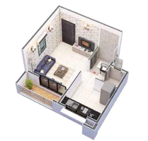 Floor plan of 246 Sq. Ft. Studio in Shree Vasturachana Vrundavan Ariwali, Navi Mumbai