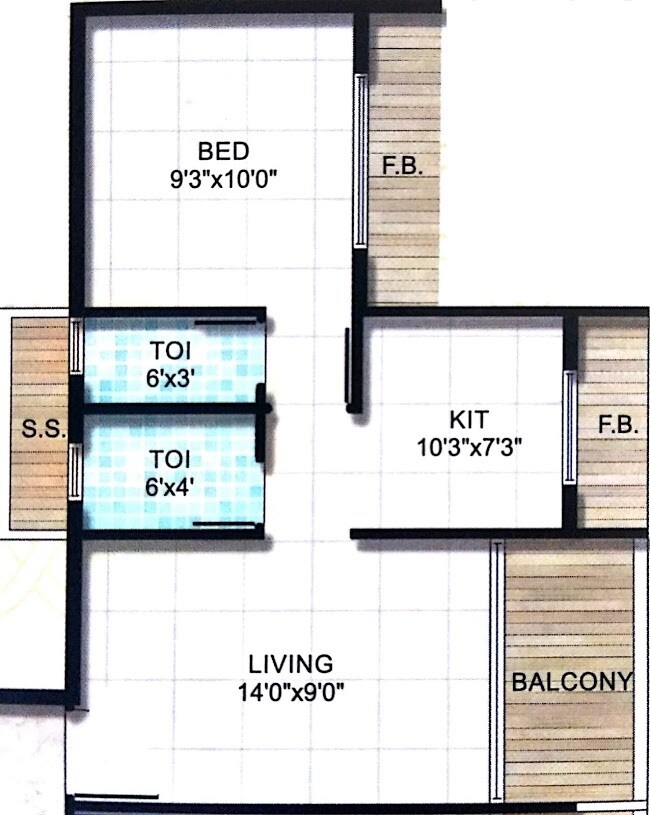 Floor plan of 1 BHK 311 Sq. Ft. Apartment in Shreeji Callisto, Navi Mumbai