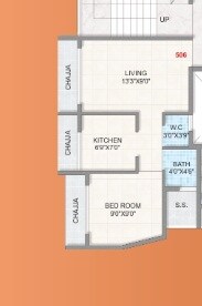 Floor plan of 1 BHK 303 Sq. Ft. Apartment in Shreeji SM Royal Avenue, Navi Mumbai