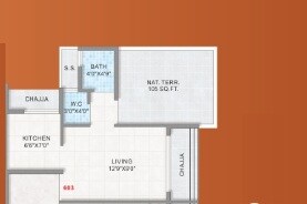 Floor plan of 113 Sq. Ft. Studio in Shreeji SM Royal Avenue, Navi Mumbai