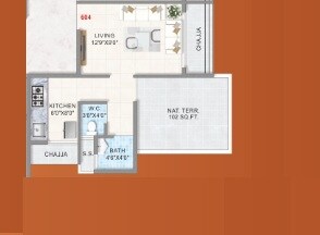 Floor plan of 164 Sq. Ft. Studio in Shreeji SM Royal Avenue, Navi Mumbai
