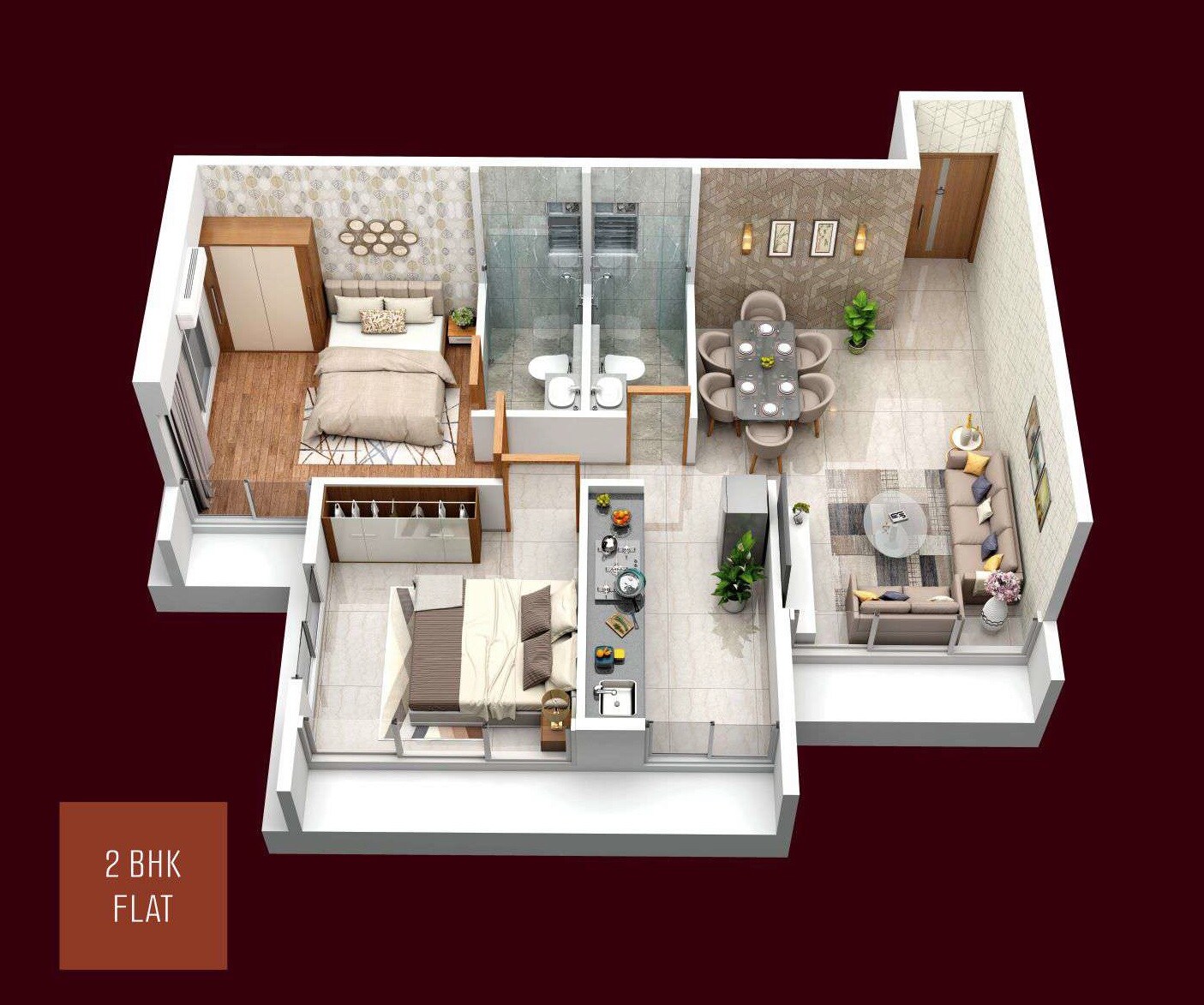 2 BHK 669 Sq. Ft. Apartment