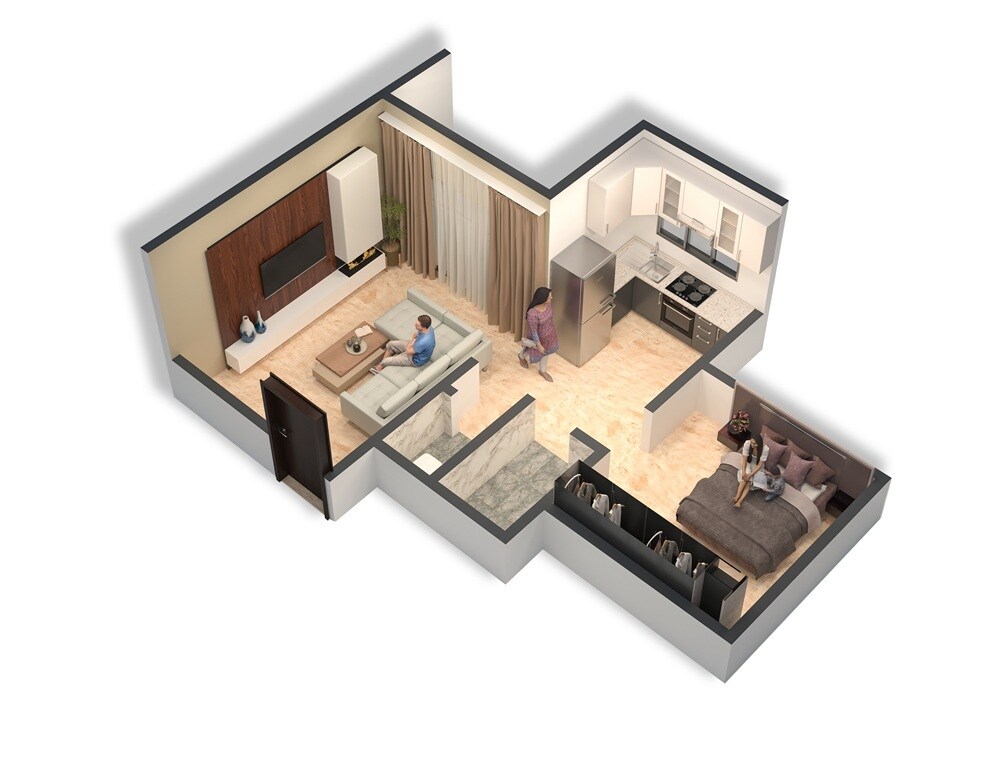 1 BHK 346 Sq. Ft. Apartment