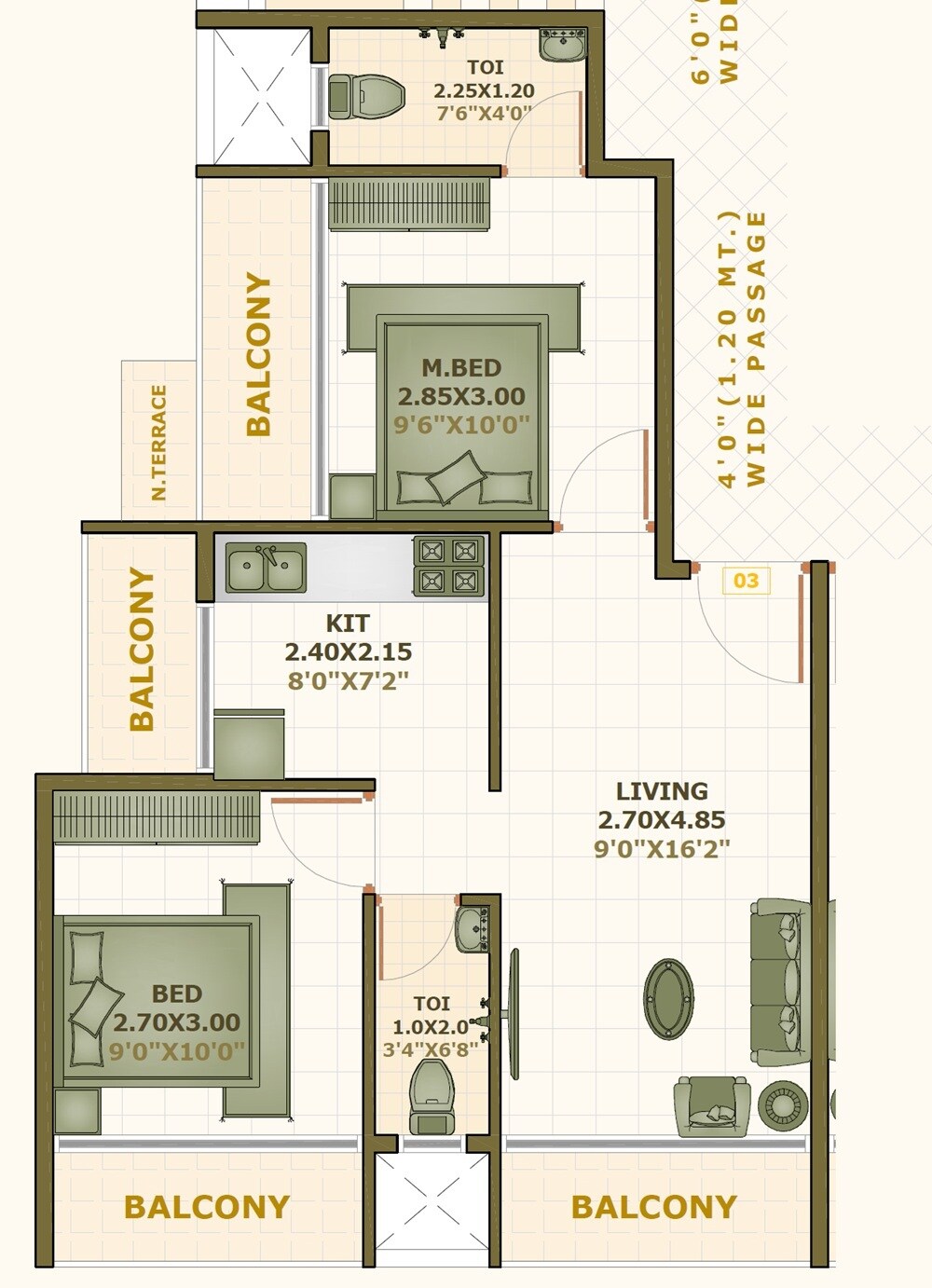 Floor plan of 2 BHK 472 Sq. Ft. Apartment in Shreesunder Laxmi Heights, Navi Mumbai