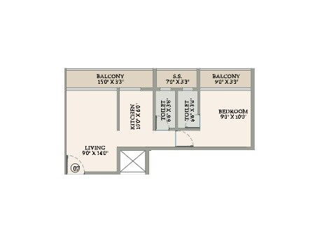 Floor plan of 1 BHK 321 Sq. Ft. Apartment in Shubham Gunina, Navi Mumbai