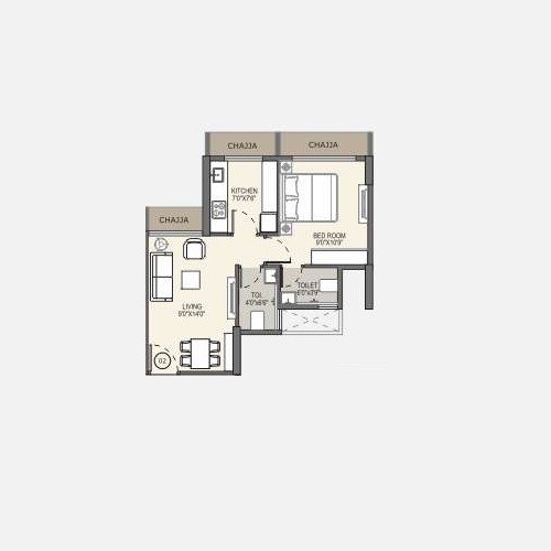 1 BHK 488 Sq. Ft. Apartment