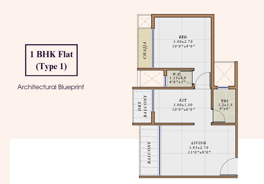 1 BHK 307 Sq. Ft. Apartment