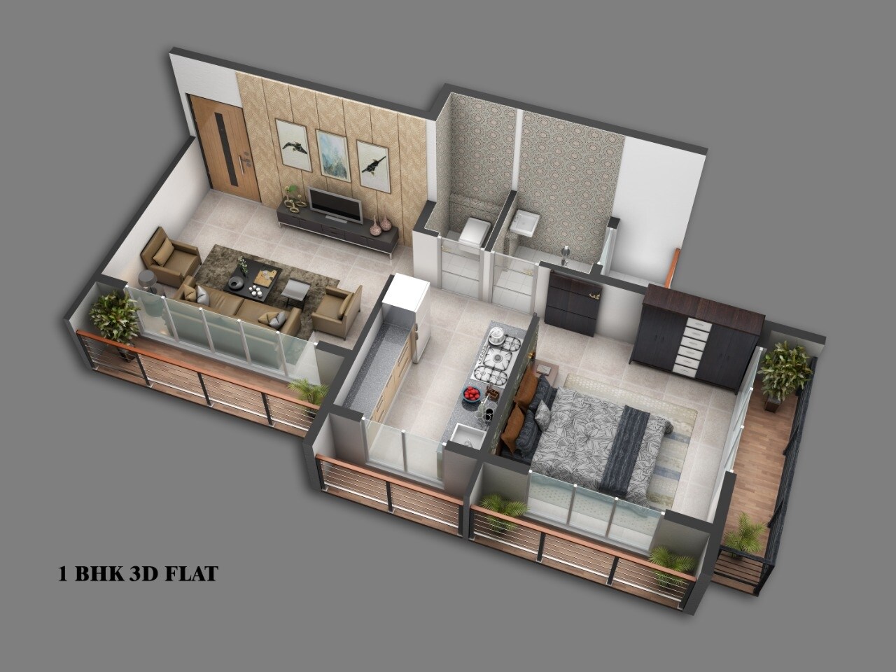 Floor plan of 1 BHK 368 Sq. Ft. Apartment in Siddhivinayak Green View, Navi Mumbai