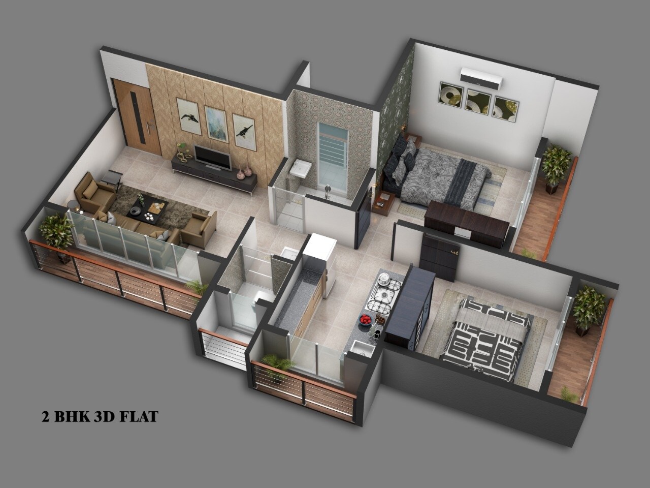 Floor plan of 2 BHK 649 Sq. Ft. Apartment in Siddhivinayak Green View, Navi Mumbai