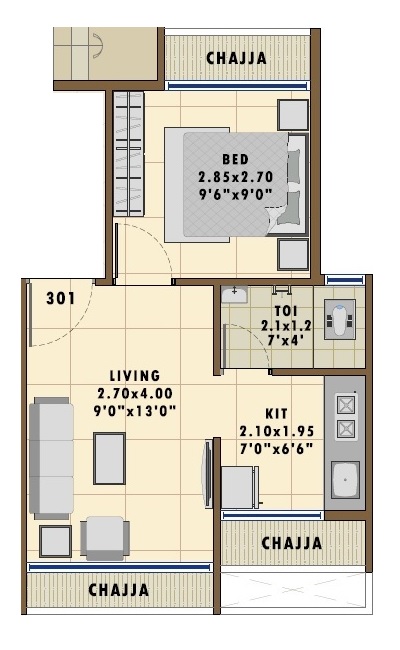 1 BHK 246 Sq. Ft. Apartment in Siddhivinayak Icon