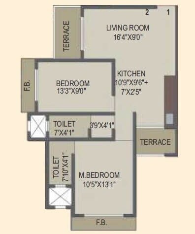2 BHK 590 Sq. Ft. Apartment
