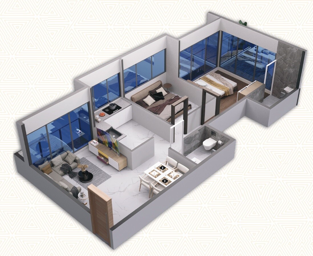 2 BHK 607 Sq. Ft. Apartment