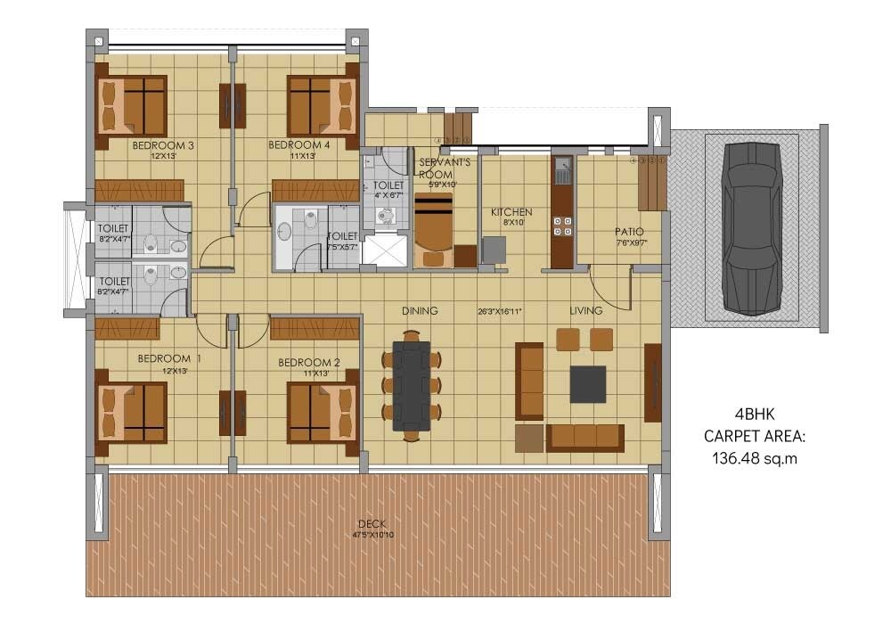 Floor plan of 4 BHK 1469 Sq. Ft. Villa in Signature Eshaanya, Navi Mumbai